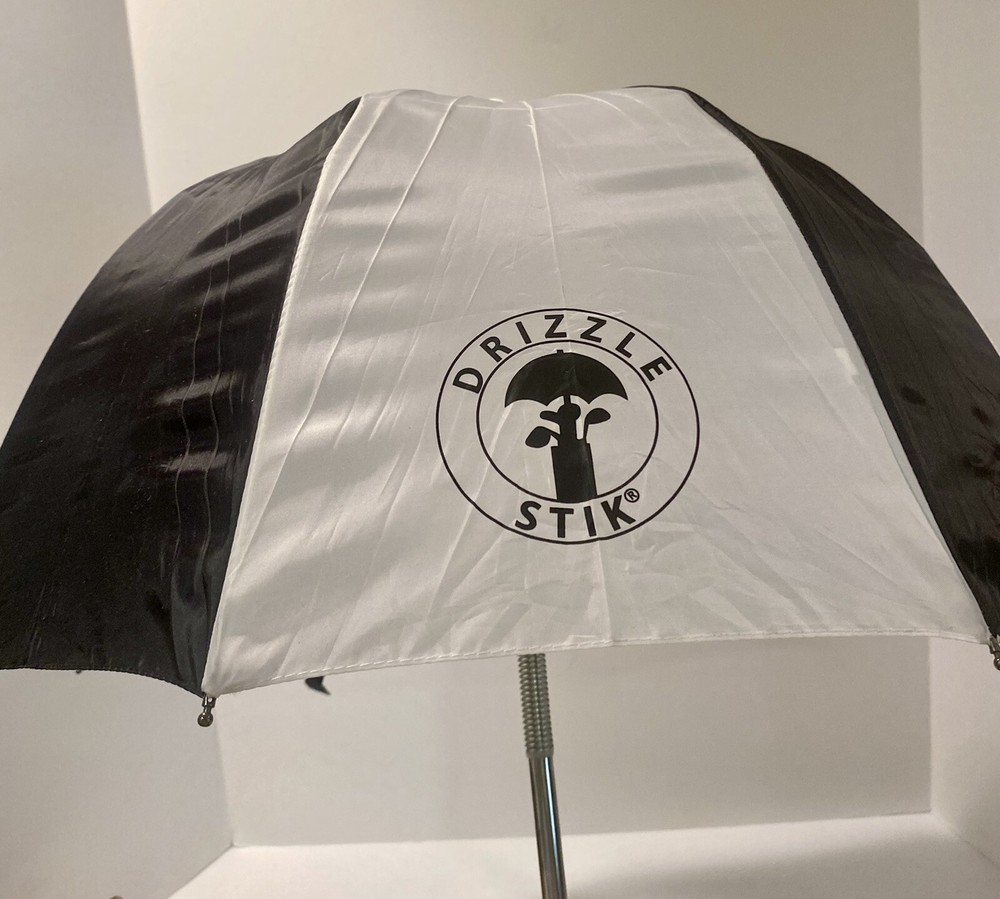 Drizzle Stick Golf Bag Umbrella Black White NICE!