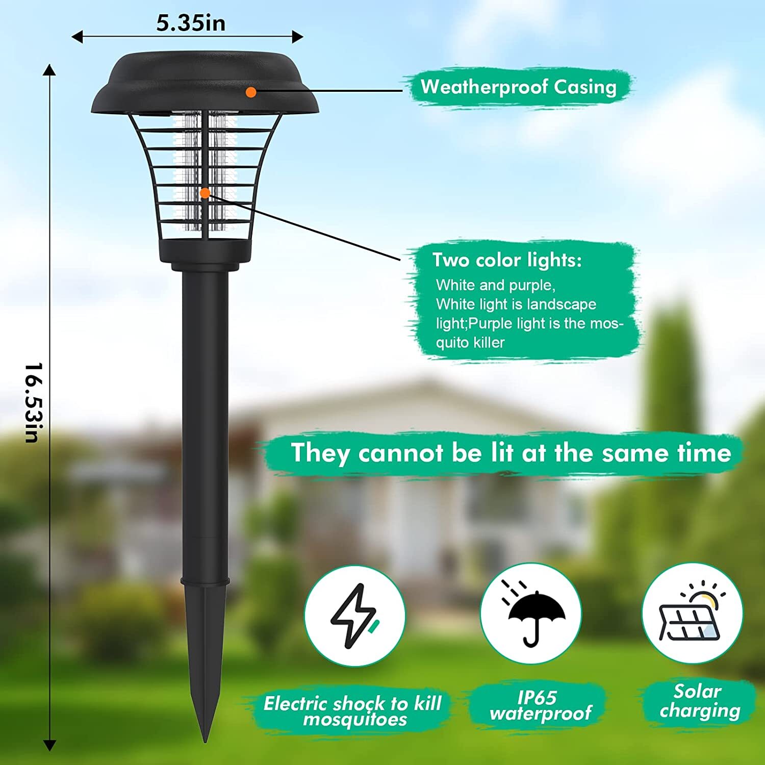 4x Solar Powered Zapper Lamp Light Outdoor Mosquito Fly Bug Insect Killer Trap