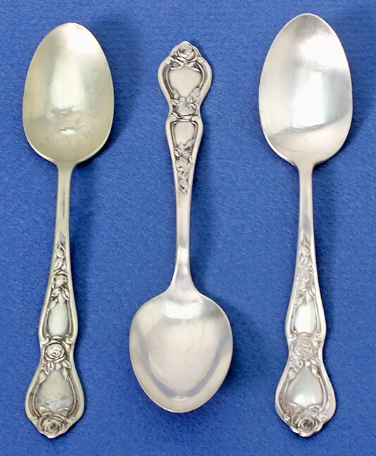 Three (3) Antique R. C. Co. Silverplate Rose Serving Spoons