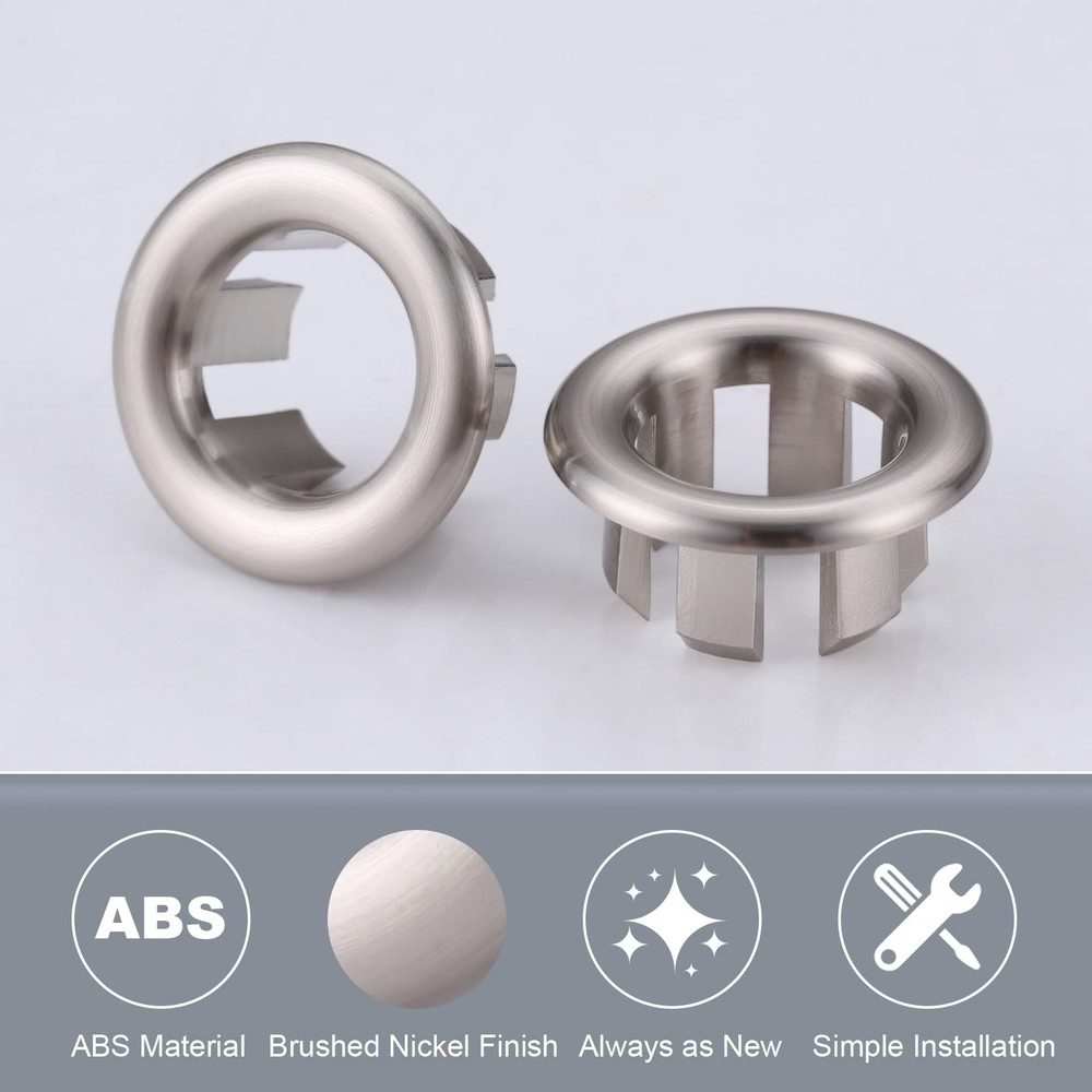 Sink Overflow Ring Brushed Nickel: ARCORA 2 Pack Nickel-2