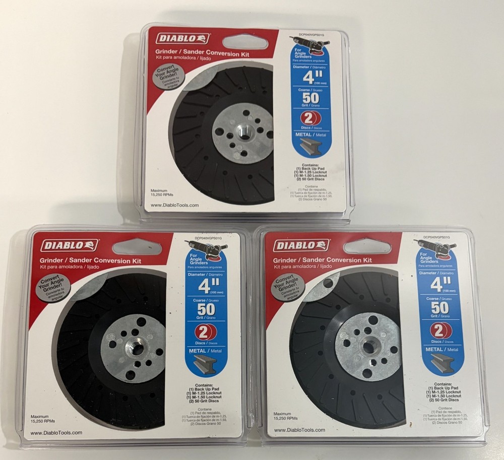 CLEARANCE – DIABLO 4" 50 Grit Grinder to Sander Conversion Kit (3-Pack)