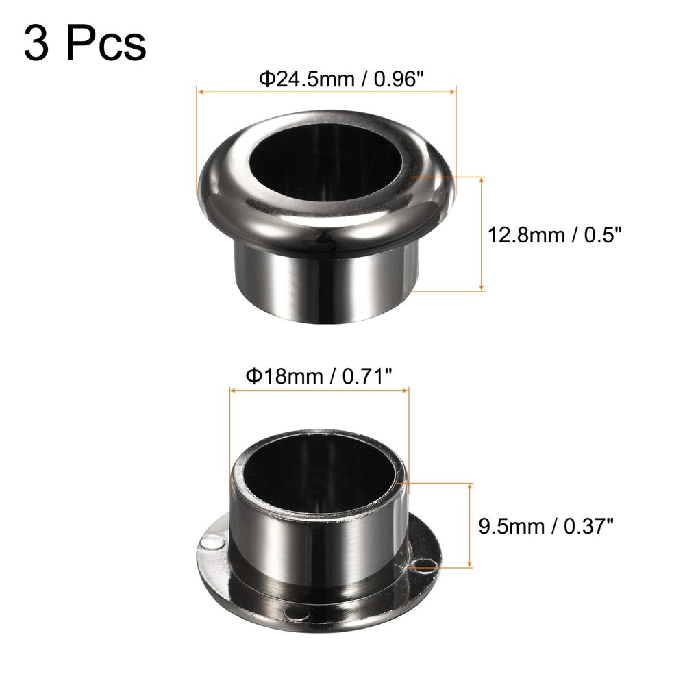 Eyelet Desk 18mm Dark Nylon Grey 3 Pack