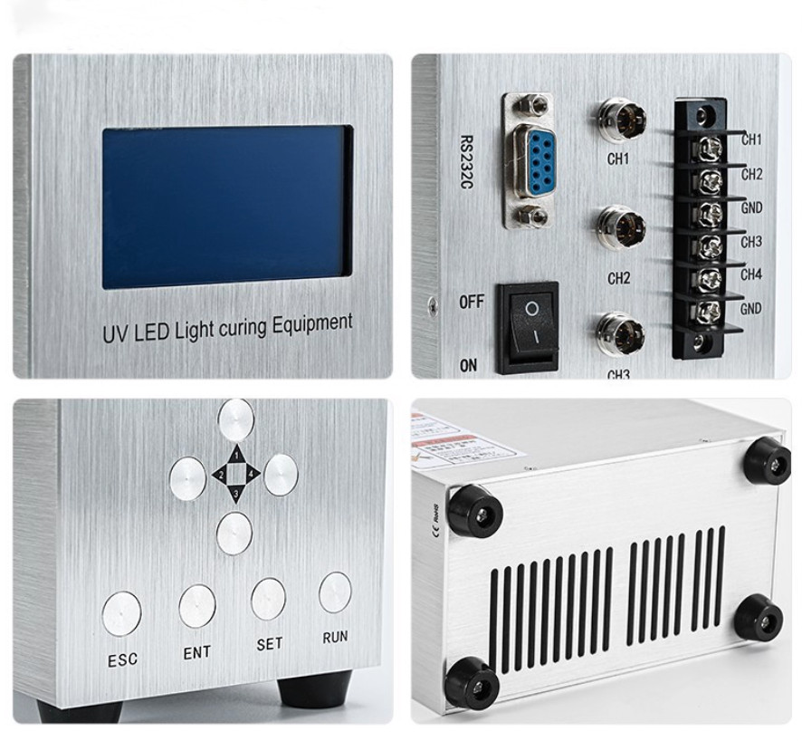 110V/220V Shadowless Adhesive 4-Channel UV LED Point Light Source Curing Machine