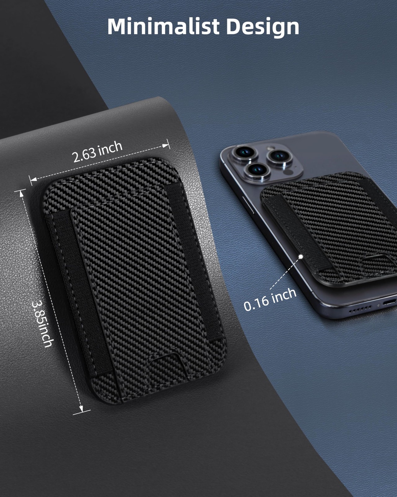 HiWe for MagSafe Wallet, Strongest Magnetic Carbon Fiber Wallet - Black Band