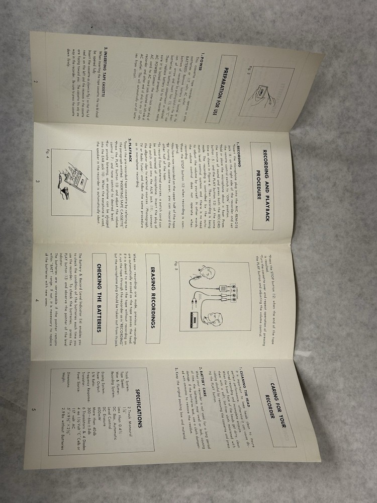 Solid State tape recorder operating instructions pamphlet