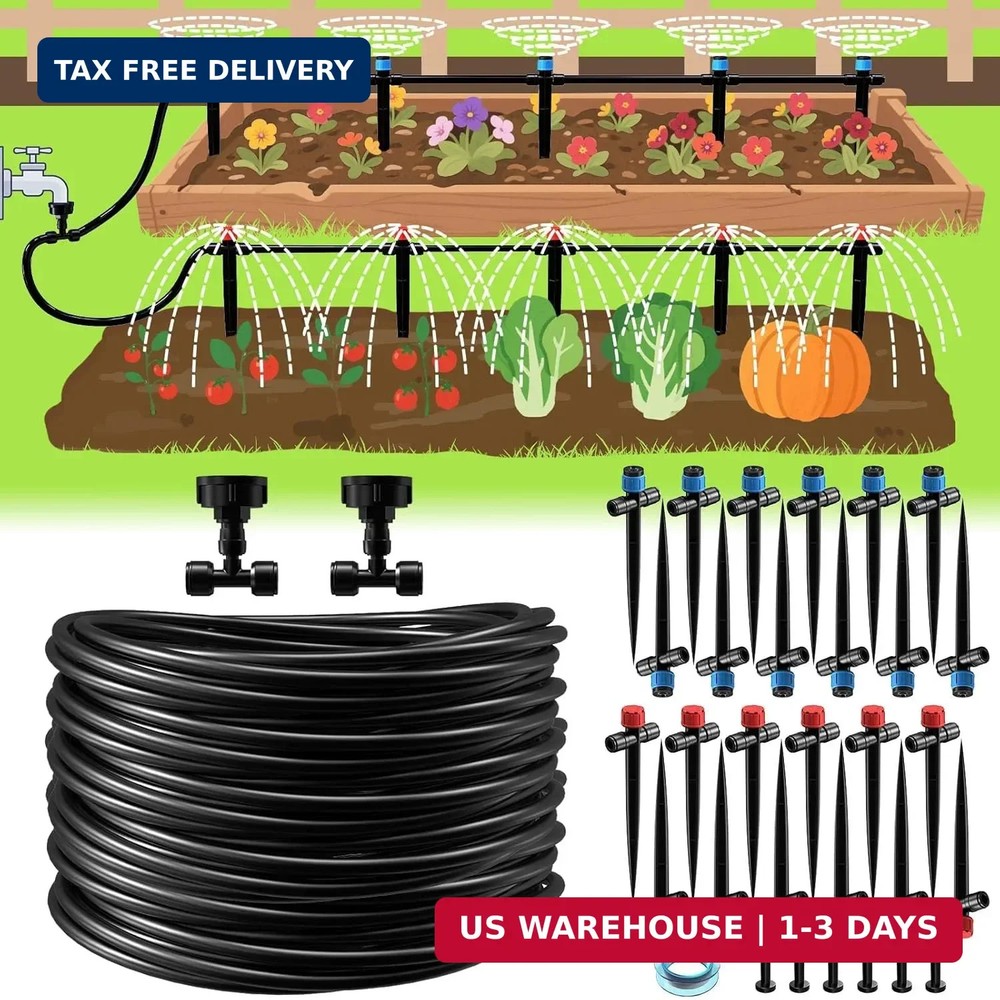 118FT Drip Irrigation System, Garden Watering System, Quick-Connect Drip Irrigat
