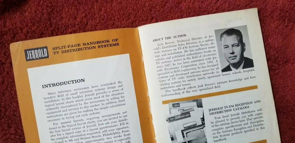 Vintage TV Distribution 1966 Systems Handbook Jerrold Split Page Manual