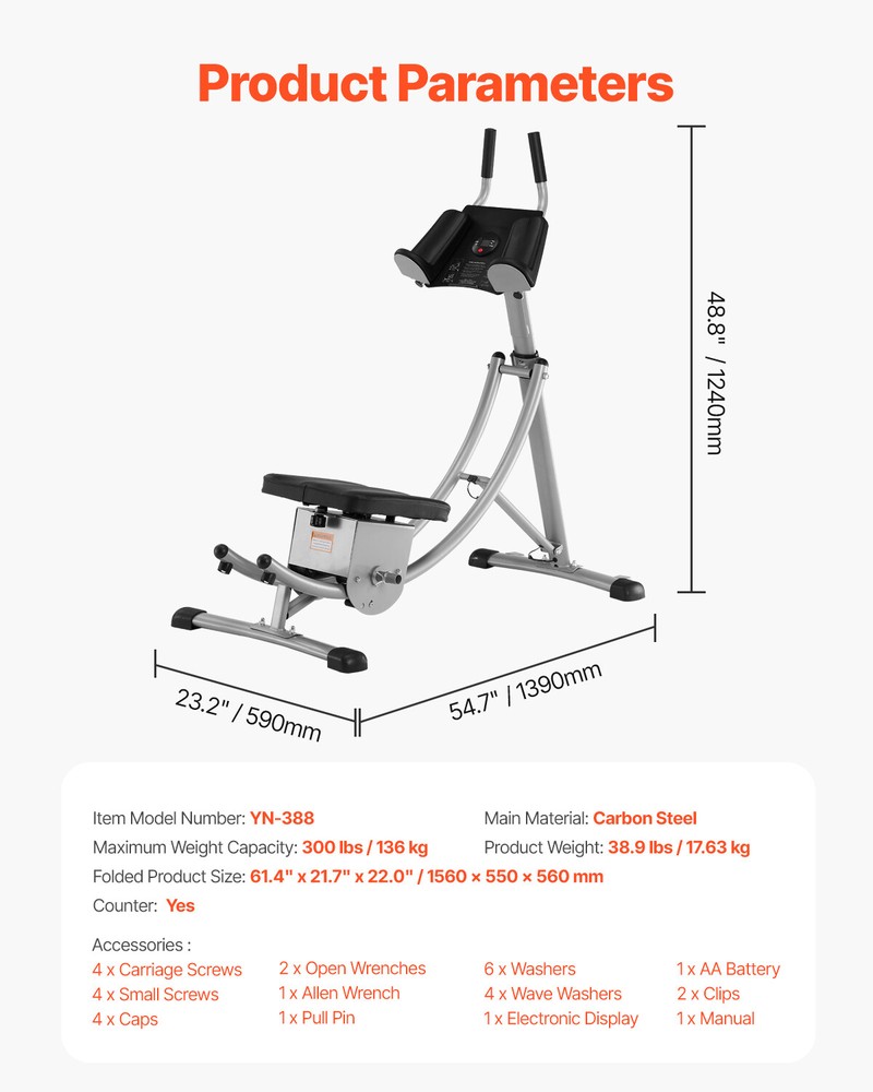 AB Workout Machine Equipment Home Gym Core Abdominal Trainers Adjustable