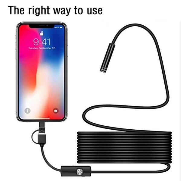 7MM Waterproof HD Endoscope USB Borescope Inspection Snake Camera For Android PC