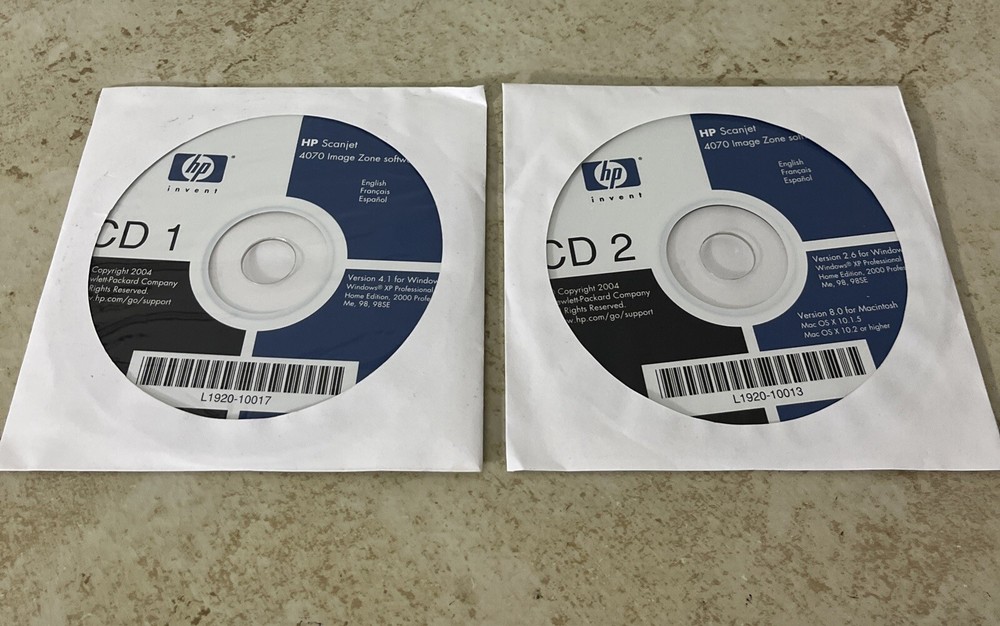 HP Scanjet 4070 Image Zone Software CD-ROM for Windows 2 Disc