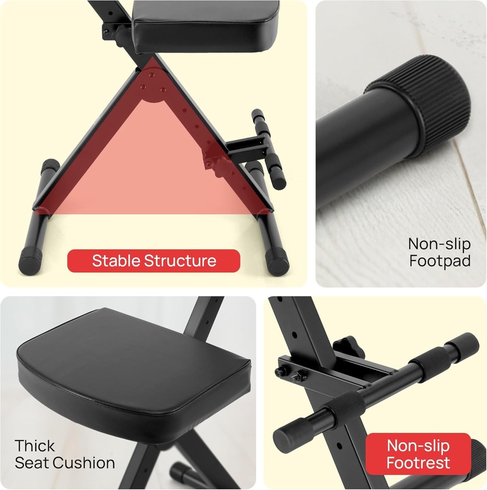 Foldable Drum Throne Stool with Backrest