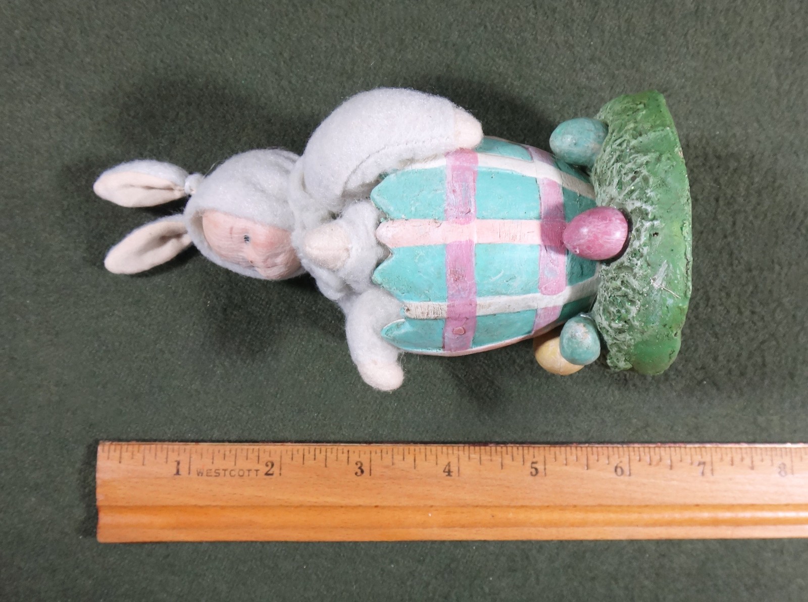 TWO vintage whimsical Spring EASTER BUNNY BABY doll RABBIT figures