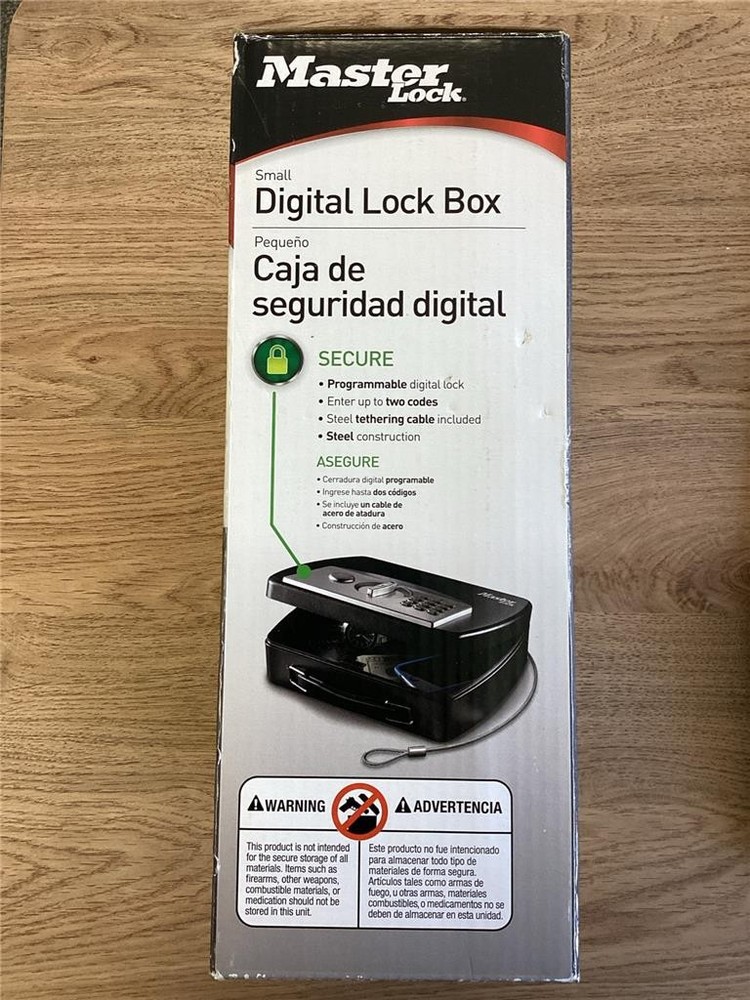 + Master Lock Small Digital Lock Box Portable with Tethering Cable P008EML NEW