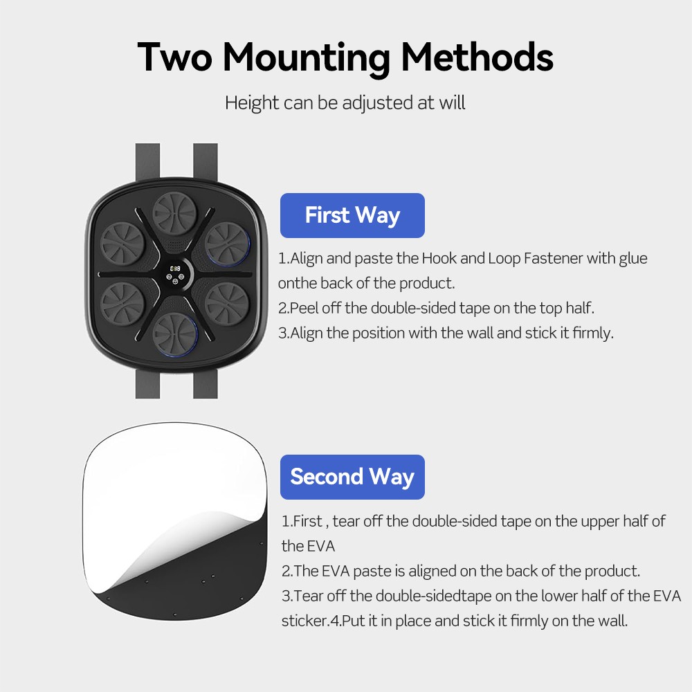 Wall Mount Boxing Training Target Bluetooth Music React Exercise Machine +Gloves