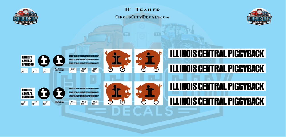 Illinois Central IC Trailer N 1:160 Scale Decals