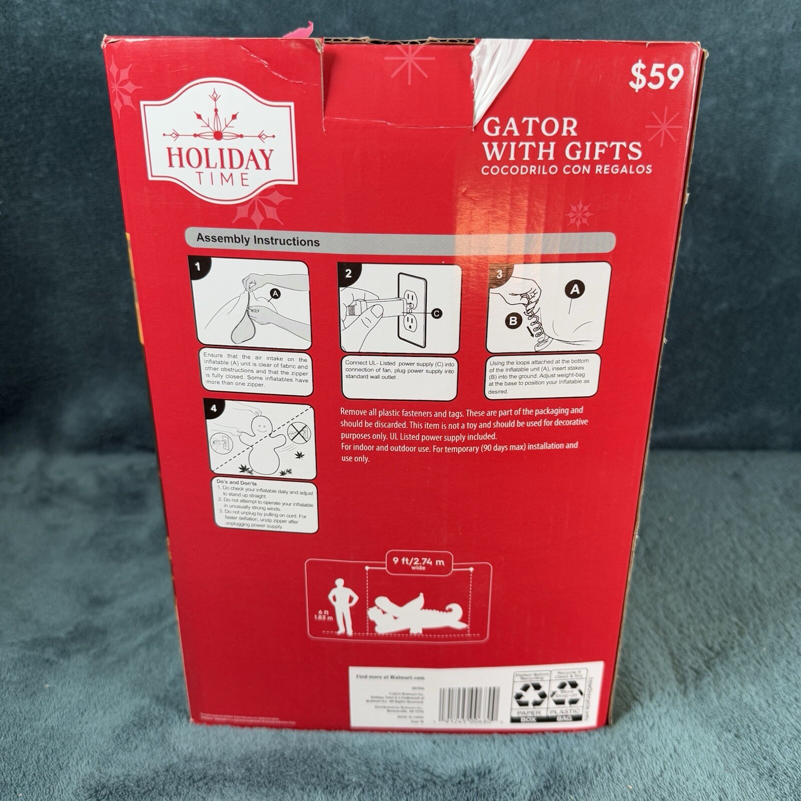 Florida Gator with Gifts Air blown Inflatable Christmas Yard Decor 9 feet New