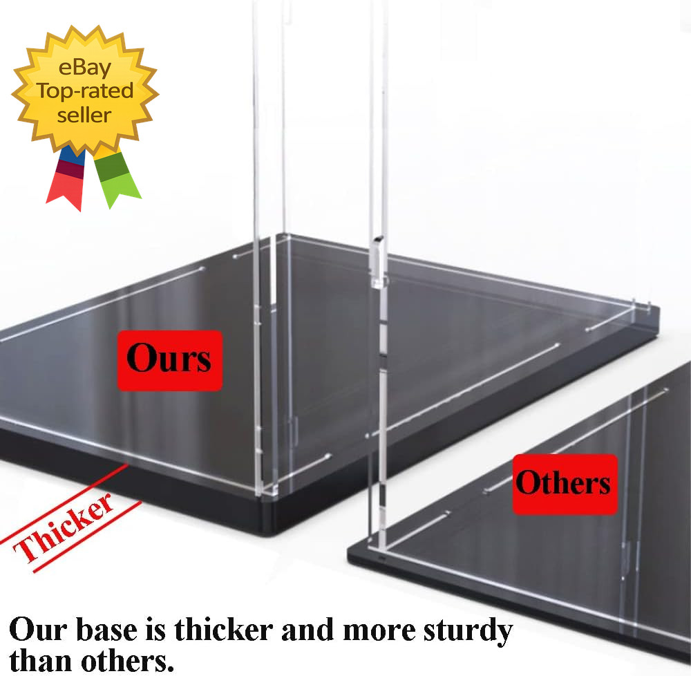 Acrylic Display Case Large Model Car Box Dustproof Clear Showcase with BlackBase