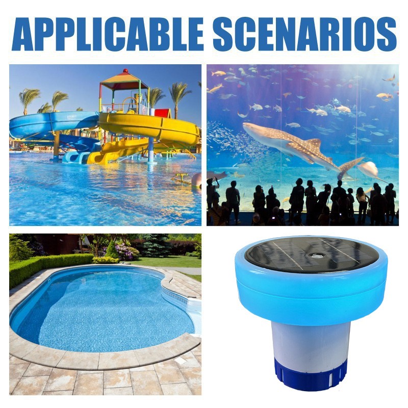 Solar Pool Chlorine Floater Dispenser with LED Lights Floating for Spa Hot Tub