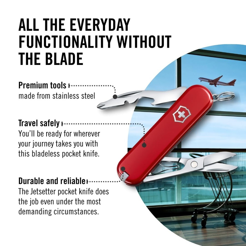 Compact 7 Function Swiss Army Knife with Scissors Magnetic Phillips Screwdriver