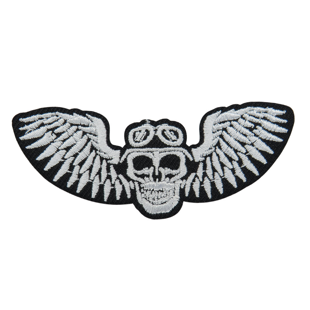 Skull with wings patch iron on patch biker punk patch iron on