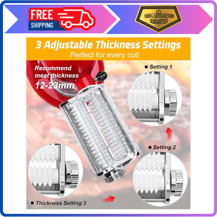 FavorKit Adjustable 3‑Thickness Meat Tenderizer Attachment – For KitchenAid Stan