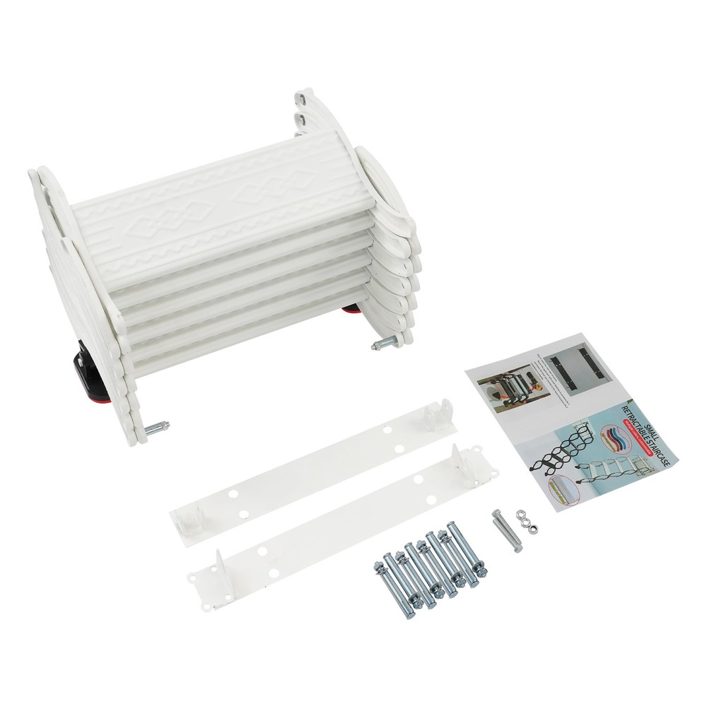 Attic Loft Pull Down Ladder 6 Step Wall Mounted Folding Loft Ladder Stairs White