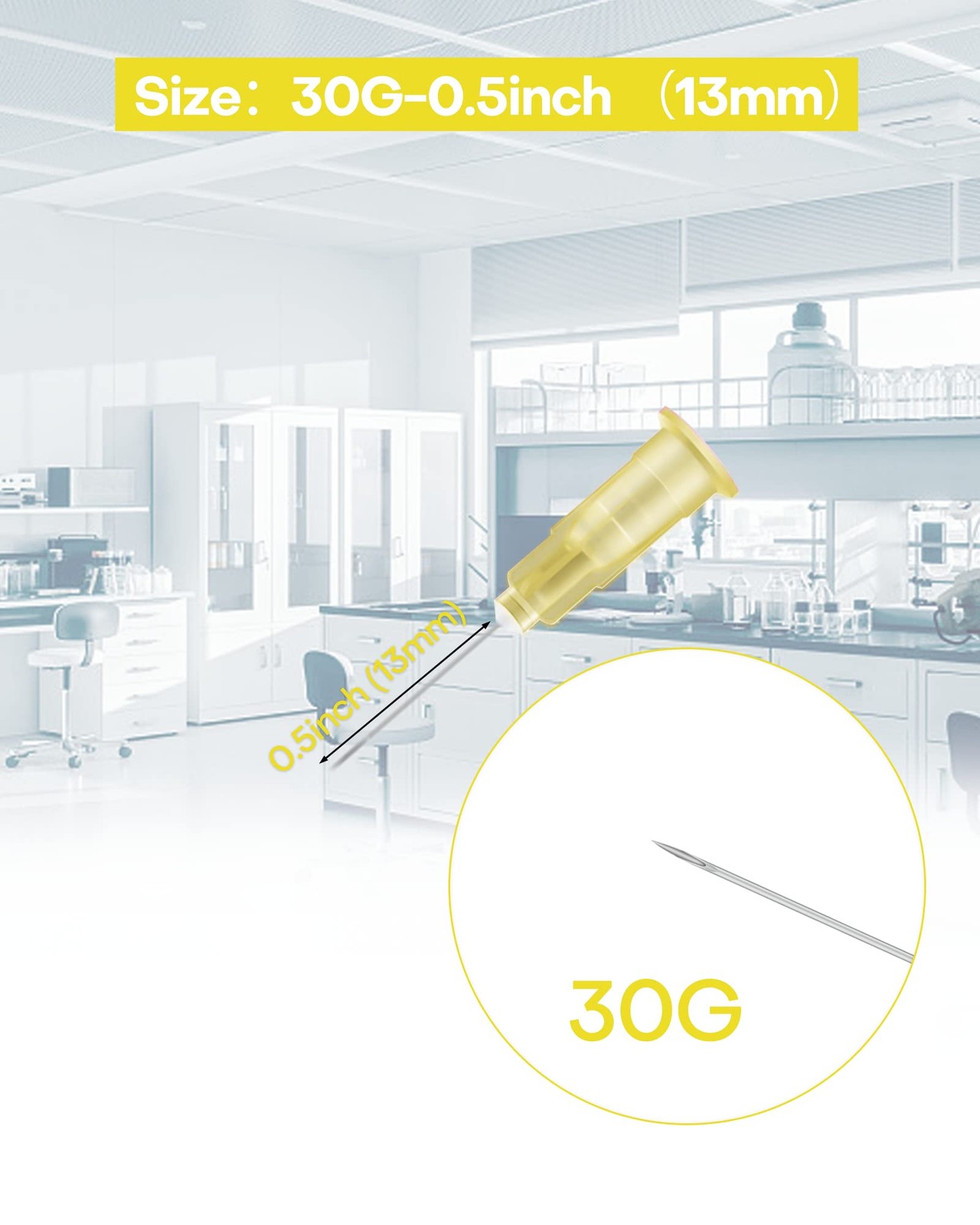 Disposable Needle - 30 Gauge Needles 1/2 Inch,100Pcs Sterile 30G-0.5 Inch