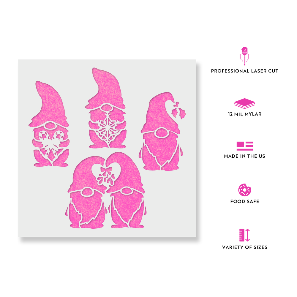 Christmas Gnomes Stencil - Reusable Stencils for DIY Projects