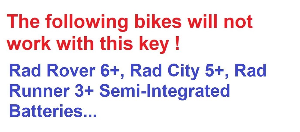 🔑RAD POWER BIKES Universal Battery Key w/black header & RAD Keychain ! 🔑