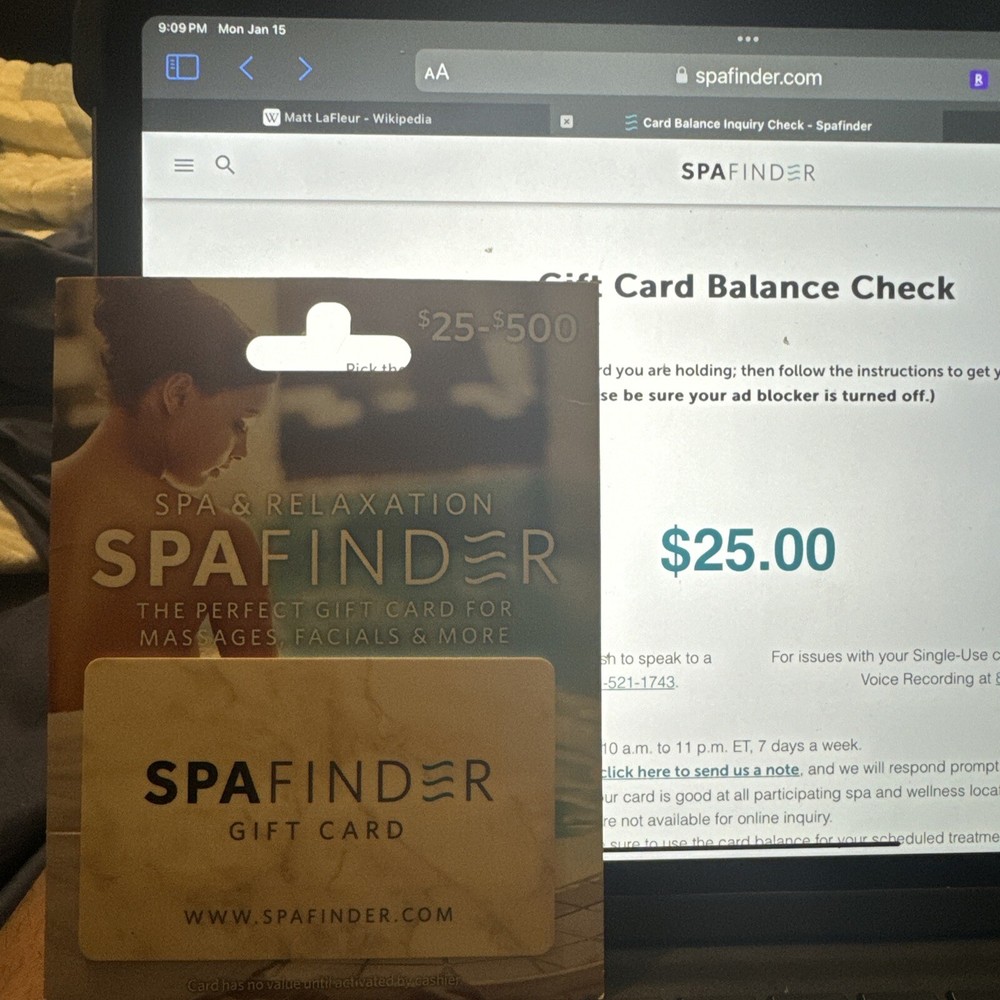 $25 SPA FINDER GIFT CARD