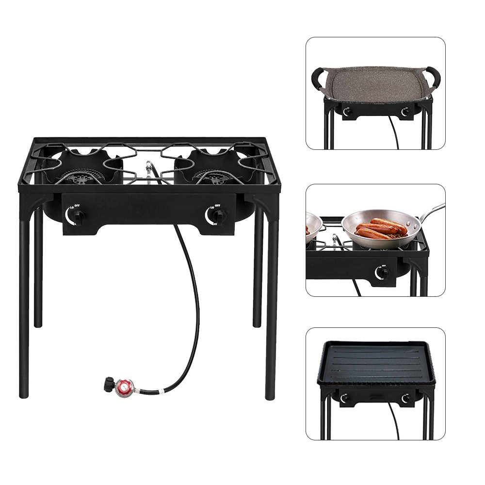 Hot 150000 BTU Propane Stove 2 Burner Gas Outdoor Portable Camping BBQ Grill US