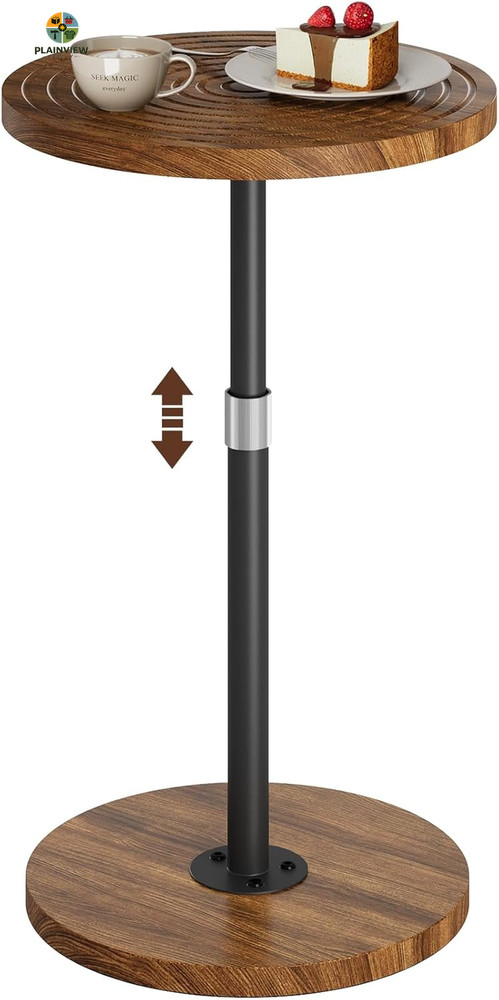 Round Small Side Table, Adjustable-Height Drink Table, Pedestal Martini Stand, W