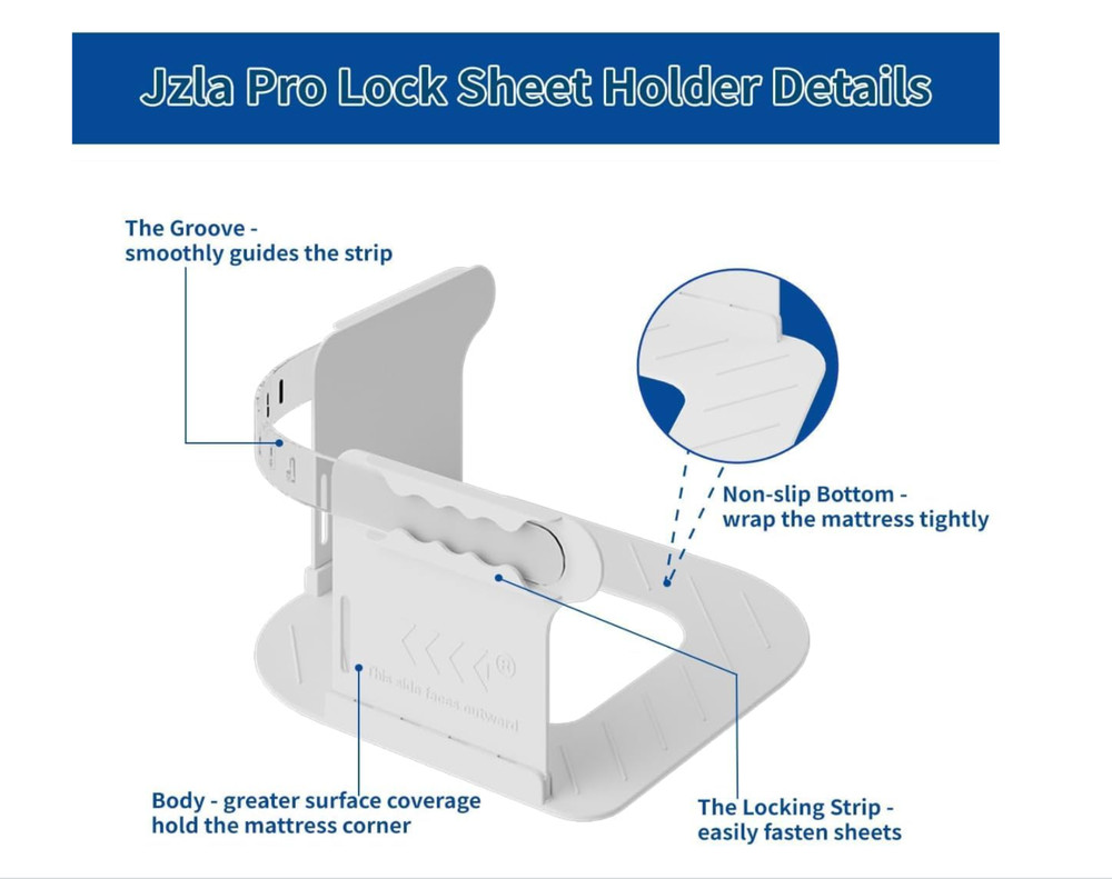 4 Pack Bed Sheet Clips Heavy Duty Grippers Locking Strap Keep Sheets Tight Whitt