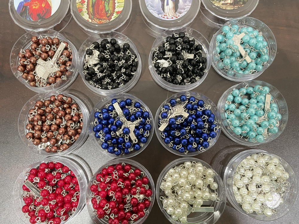 Wholesale lot of 12 Pcs Blessed Rosary Necklace Pearl Beads CATHOLIC Religious