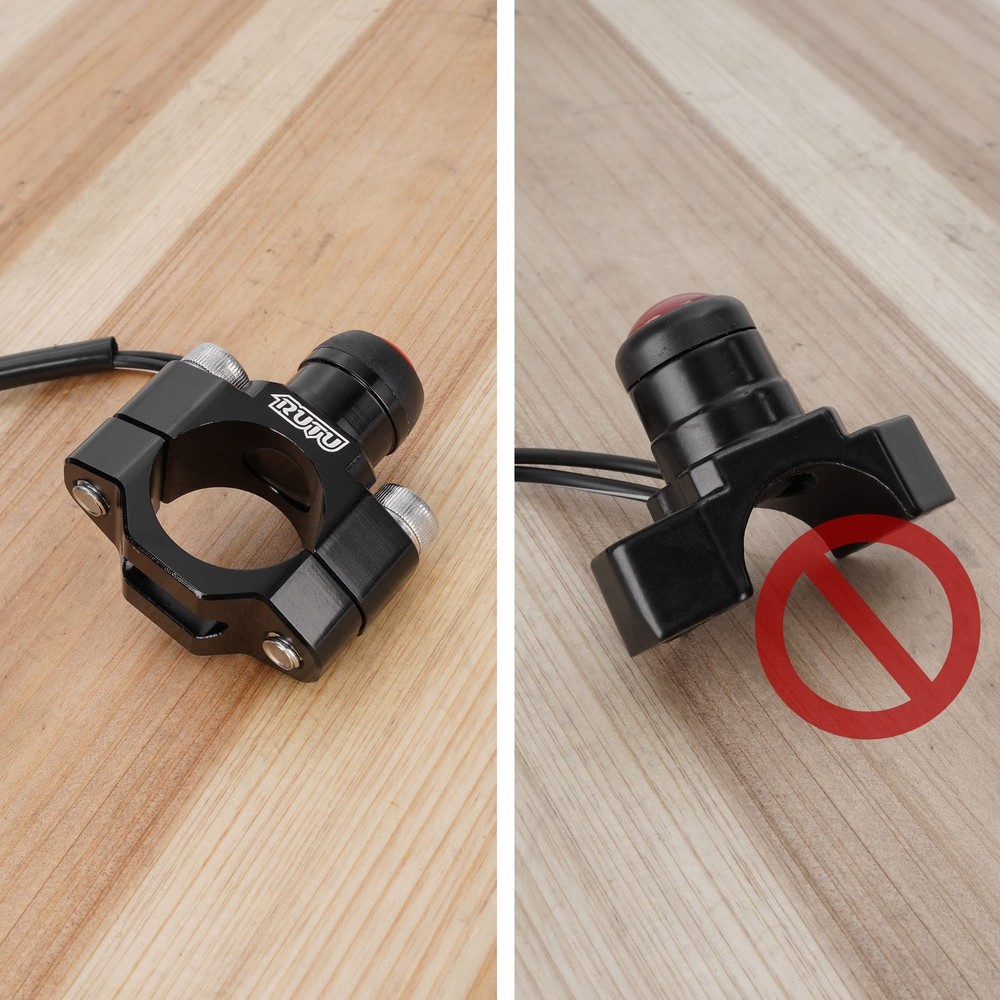 RUTU CNC Universal Motorcycle Engine Stop Start Kill Switch Button with Black