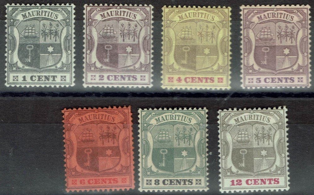 MAURITIUS 1900 ARMS RANGE TO 12C WMK CROWN CA