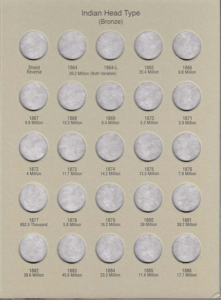 H.E. Harris & Co US Flying Eagle and Indian Cent Coin Folder 1857 – 1909