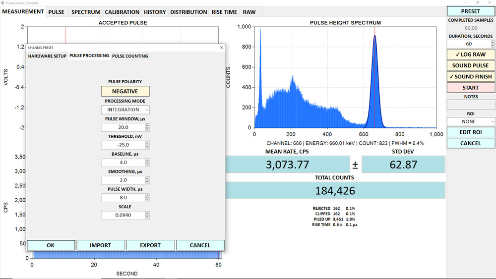 PulseCouner Pro Multichannel Analyzer / MCA / Pulse Processor for Gamma & X-Ray