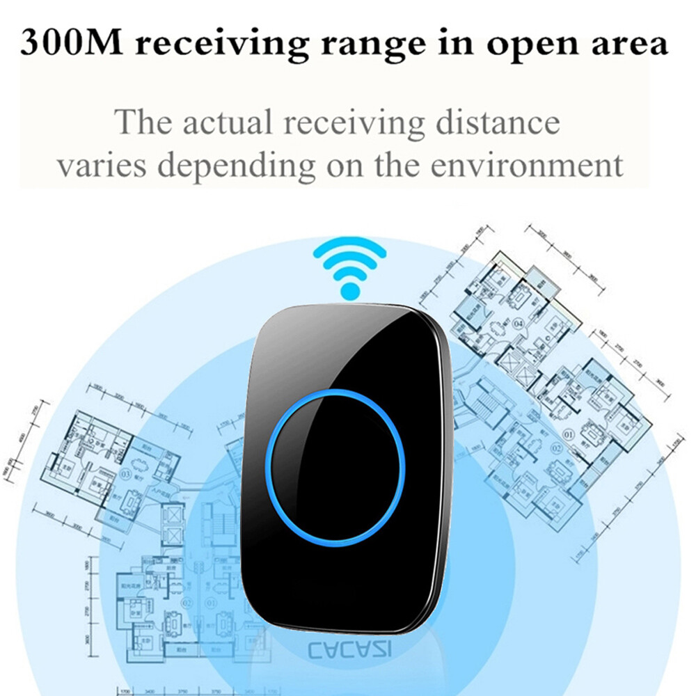 1000FT Wireless Doorbell Waterproof 2 Plugin Receiver Adjustable Volume 38 Chime