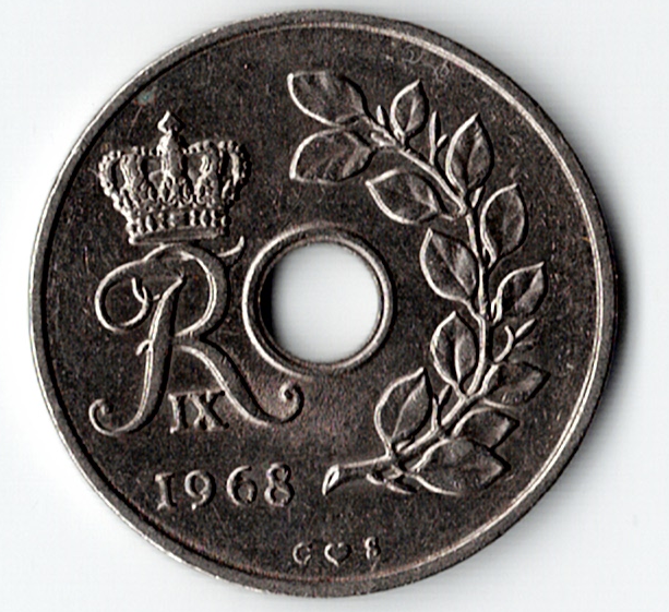 1968 Denmark 25 Ore Coin Danmark