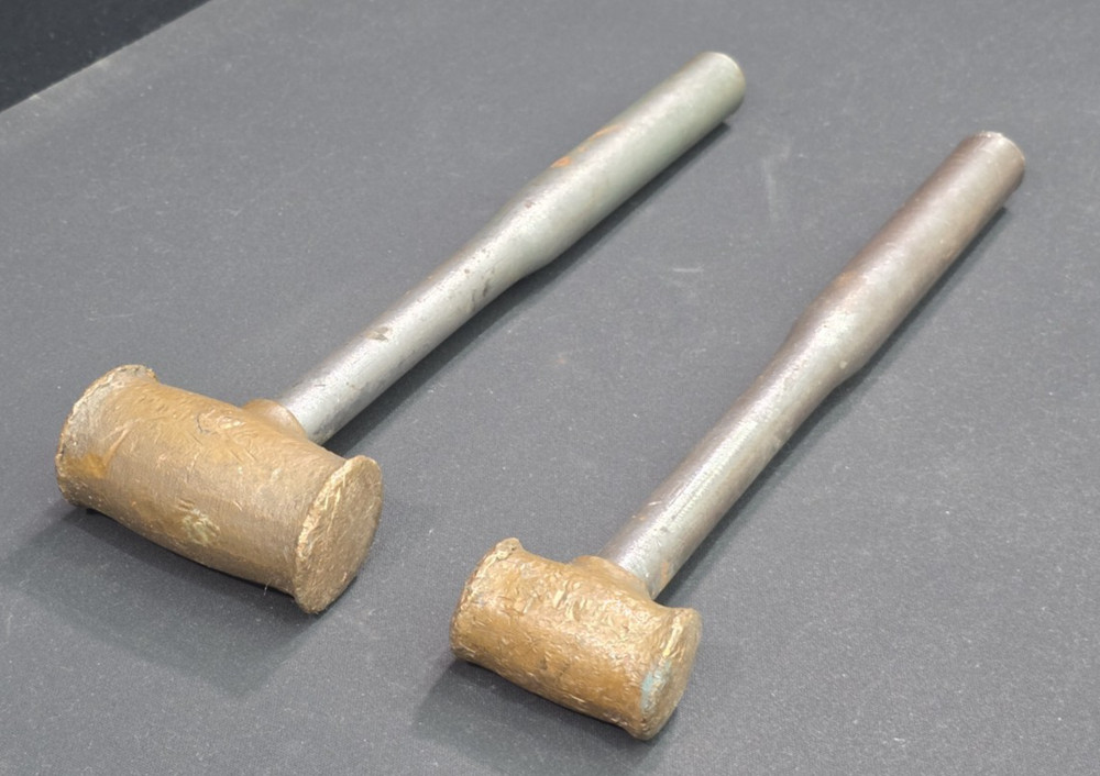 2x Hackett Brass Head Hammer No. 1.5 & 3 Metal handle
