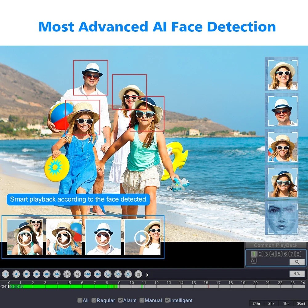 4K 8CH DVR Security Video Record Human Detection Smart Playback APP H.265+