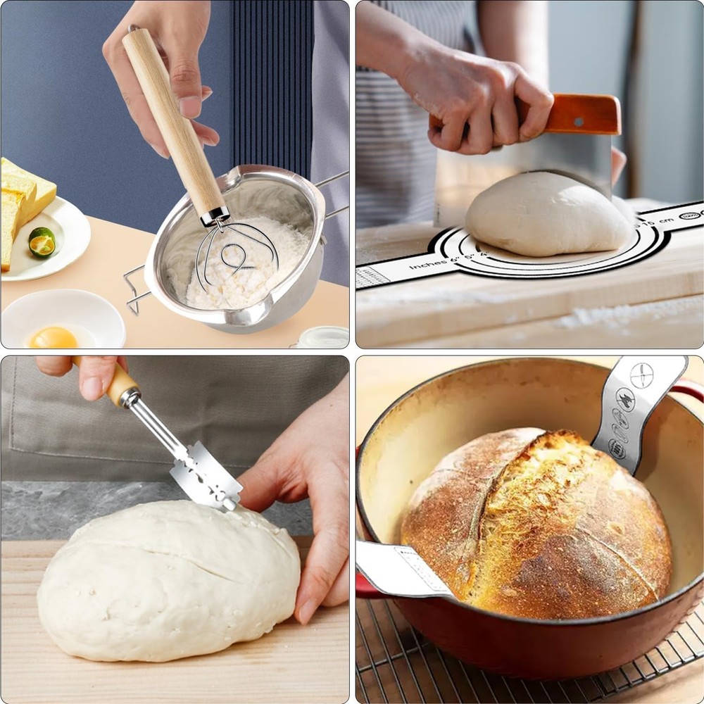 Sourdough Starter Kit Bread Proofing Baskets Scrapers Lame 24pcs