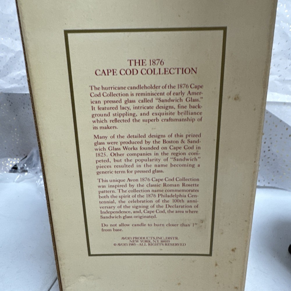 1876 Cape Cod Collection Avon Ruby Red Hurricane Candle in Box