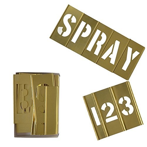 4" Brass Interlocking Stencil Set - 46 Piece Numbers & Letters Kit for Crafting