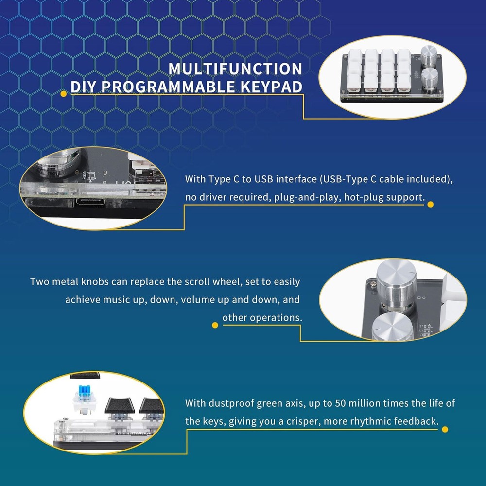 12 Key Knob Keyboard Programmable USB Dustproof Red Switch Mechanical New