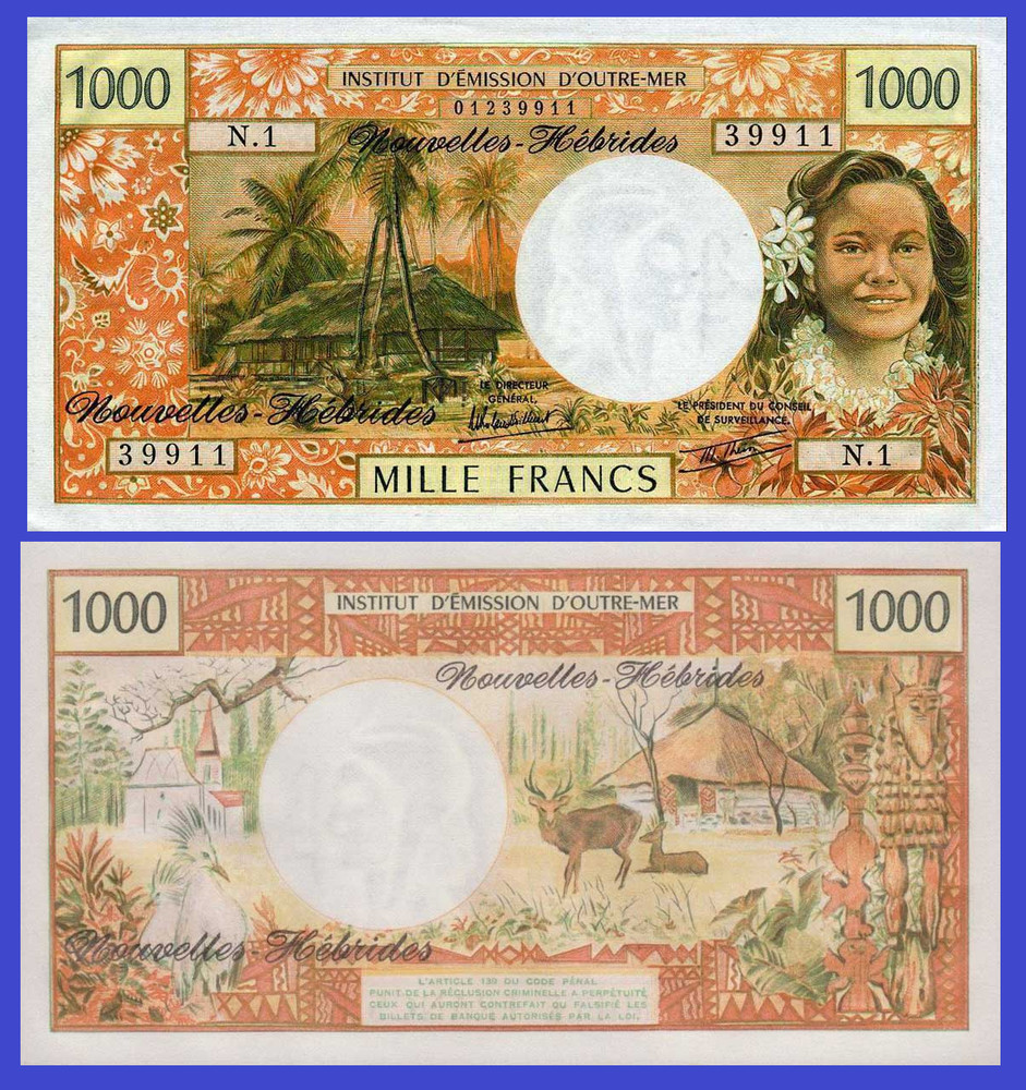 New Hibrides  1000  francs 1979 /- Copy