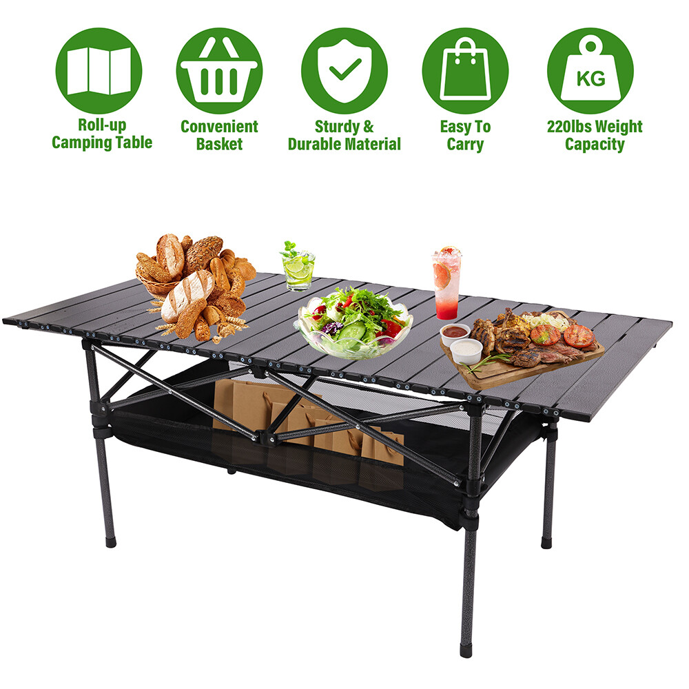 Portable Folding Table Camping Side Table Lightweight Outdoor Aluminum Table+Bag