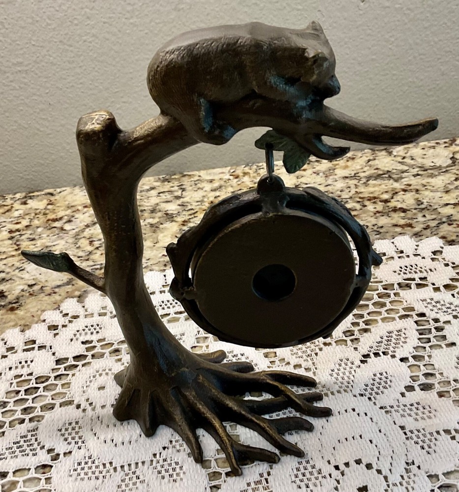 Bear on tree Limb Statue Quartz Clock Works