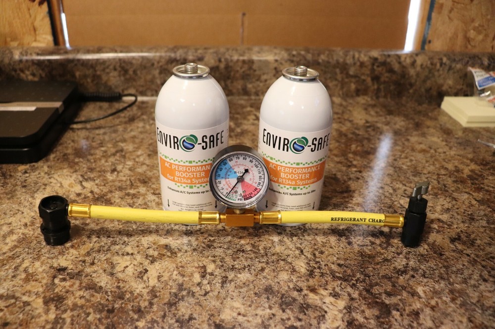 Enviro-Safe Auto AC Performance Booster for R134a, 2 cans and gauge